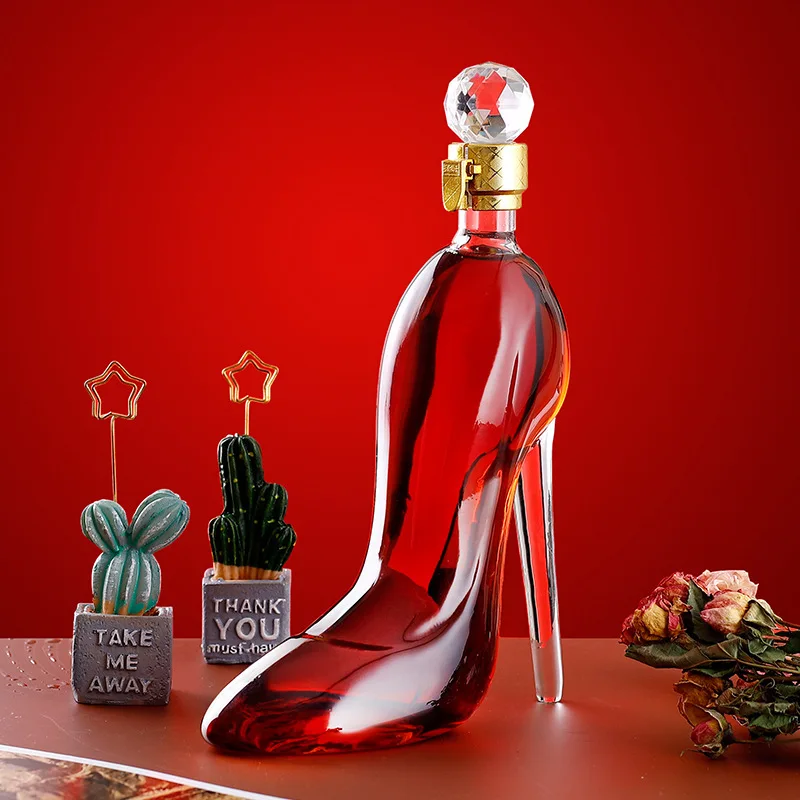 High-Heels Shoes Shaped Whisky Decanter Glass Crystal Merlot Rum Vodka Wine Bottle Liquor Dispenser Bar Tools