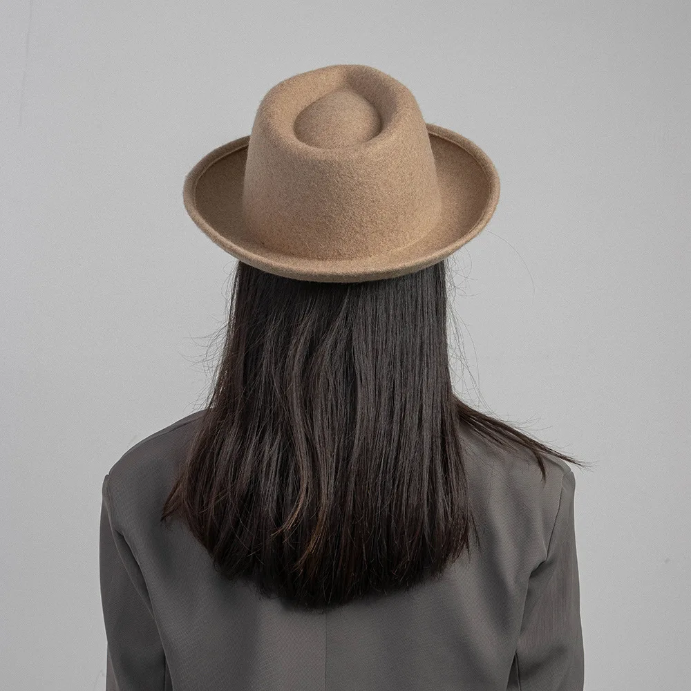 USPOP Dandy Chic Autumn Winter Short Brim Wool Fedora Hat – Casual Minimalist Upturned Edge Jazz Hat for Women & Men