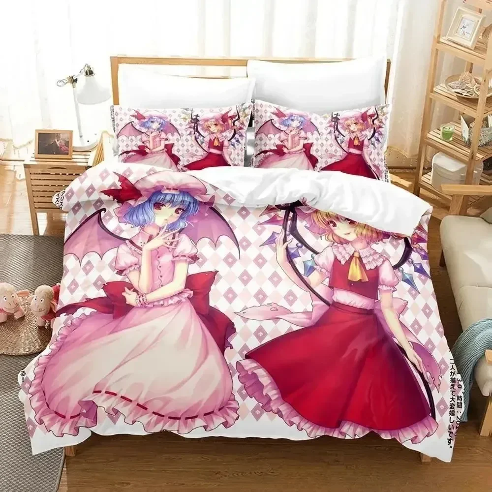 3D Touhou Project Remilia Scarlet Bedding Set Cartoon Anime Adult Kid Bedroom Duvet cover Sets 3D Kawaii Girls