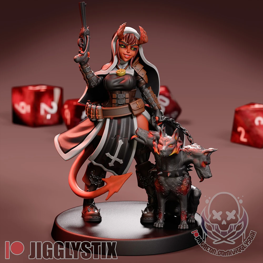 

Tiefling Battle Cleric 1/24 Scale Resin Figure Model Kit Rabbit Unassembled Unpainted Doll 3D Printing DIY Statue Crafts Toy