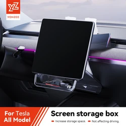 Caja de almacenamiento para Tesla 2021-2024 modelo Y modelo 3, bandeja organizadora de consola central oculta, caja de almacenamiento magnética debajo de la pantalla