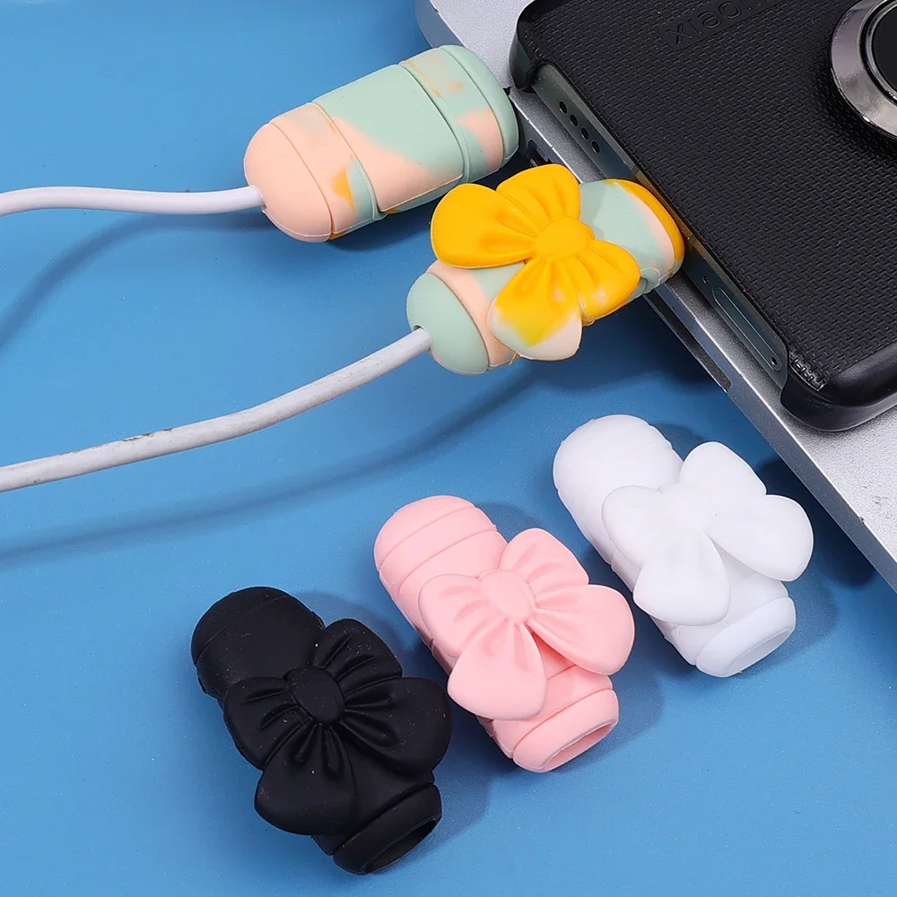 Cartoon Silicone Data Cable Protectors Wire Winder Saver for Android Type C Micro USB Cellphone Charging Cord Protector Cover