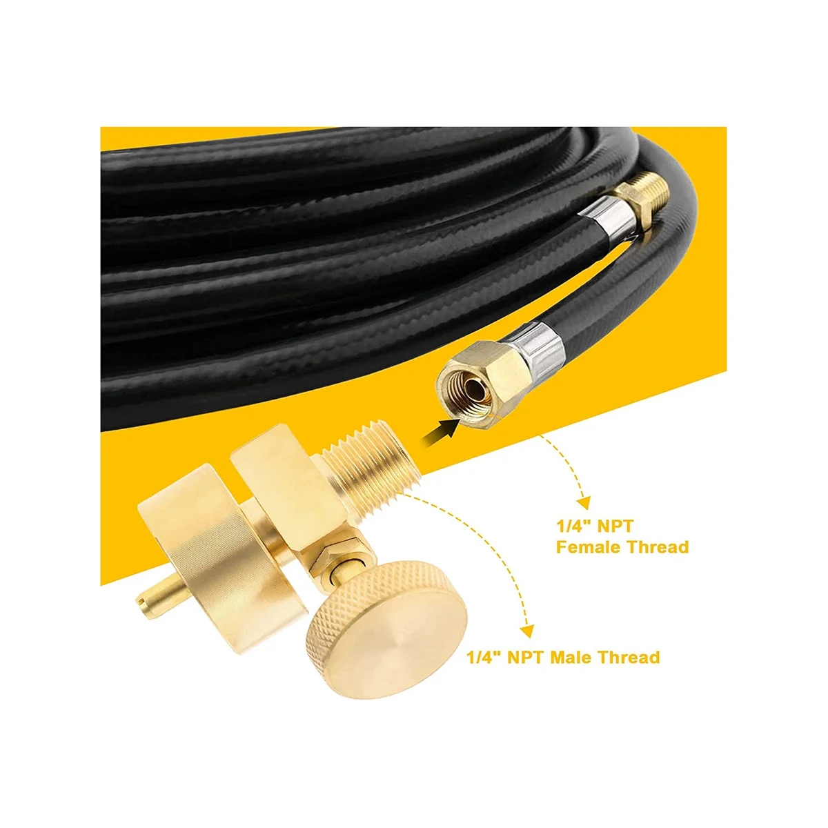 النحاس البروبان الغاز التخلص اسطوانة ، زجاجة محول صمام ، 1lb ، 1 "NPT ، M8X1 أنثى الموضوع ، النار حفرة موقد ، شواء ، 1/4"