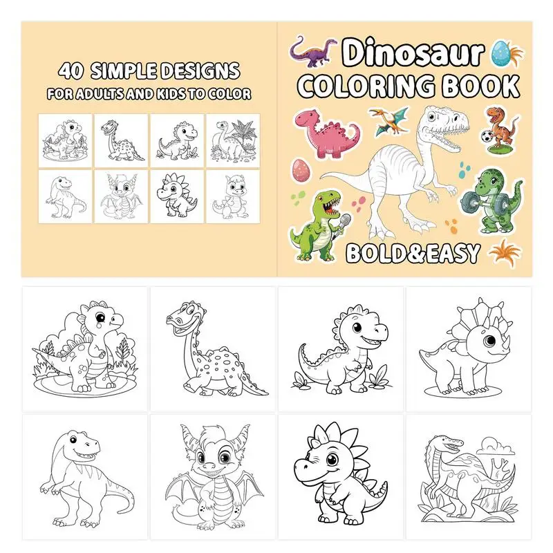 Livro para colorir de dinossauro, brinquedos criativos de desenho para crianças pequenas, 40 páginas, livro de pintura, lembranças para festa de aniversário, presentes de natal