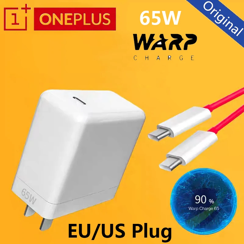 Oneplus 65W PD Fast Charger EU/US Plug Power Adapter SuperVooc 1M Type C Cable For One Plus 11 10 9RT 8T 8 7T Pro 11R Nord 2 N10