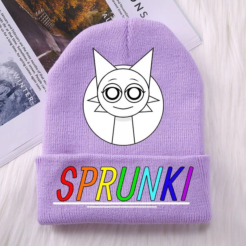 Nuovo Sprunki Cappelli lavorati a maglia per bambini Gioco di cartoni animati Figura Berretto lavorato a maglia stampato Ragazzi Inverno All'aperto Berretti di lana caldi Regalo di compleanno per bambini