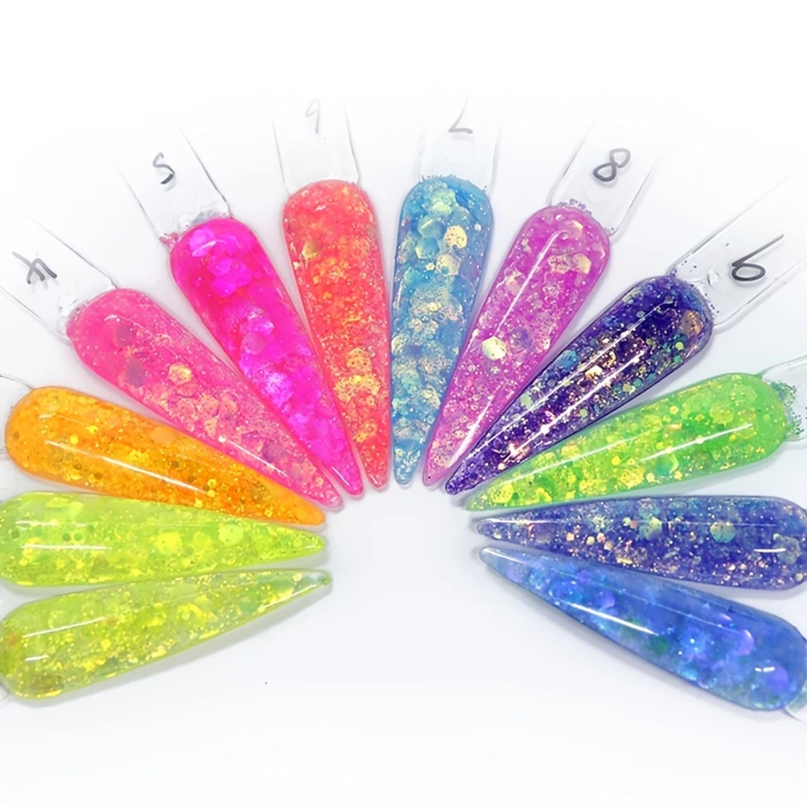 Conjunto de pó acrílico, pó acrílico de 12 cores para unhas, sistema de unhas acrílicas coloridas, pó para arte em unhas dos namorados para extensão de unhas