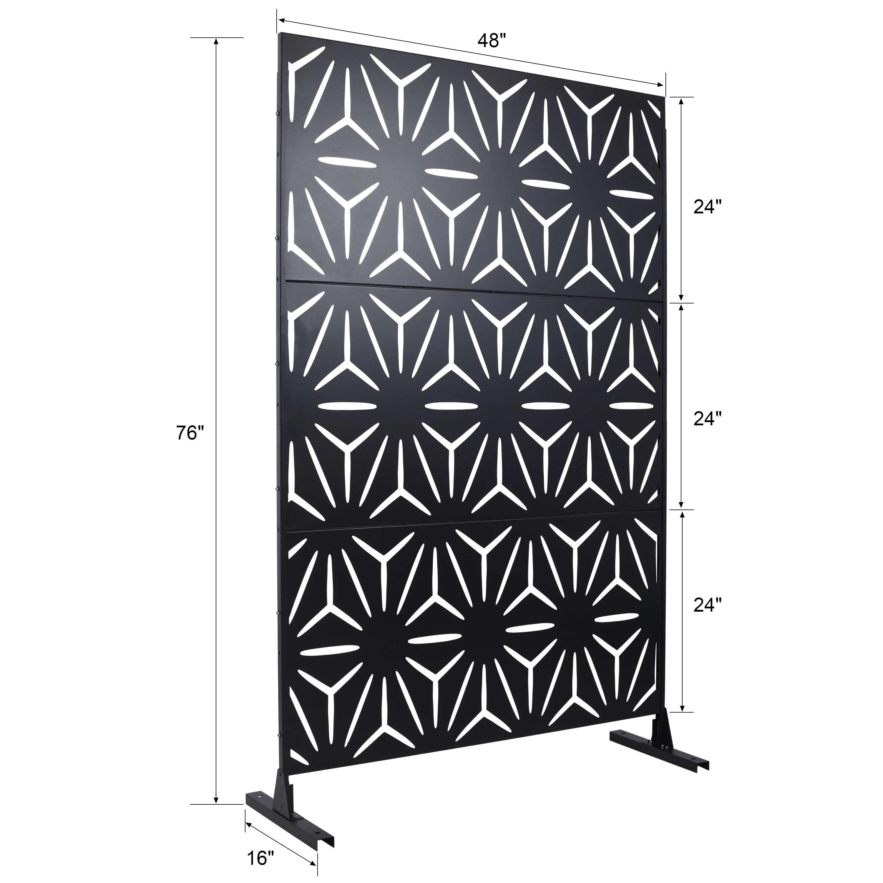 Outdoor & Indoor Privacy Screen Metal Privacy Screen 76 H×48 W, Freestanding Decorative Privacy Screen for Deck Balcony Patio, P