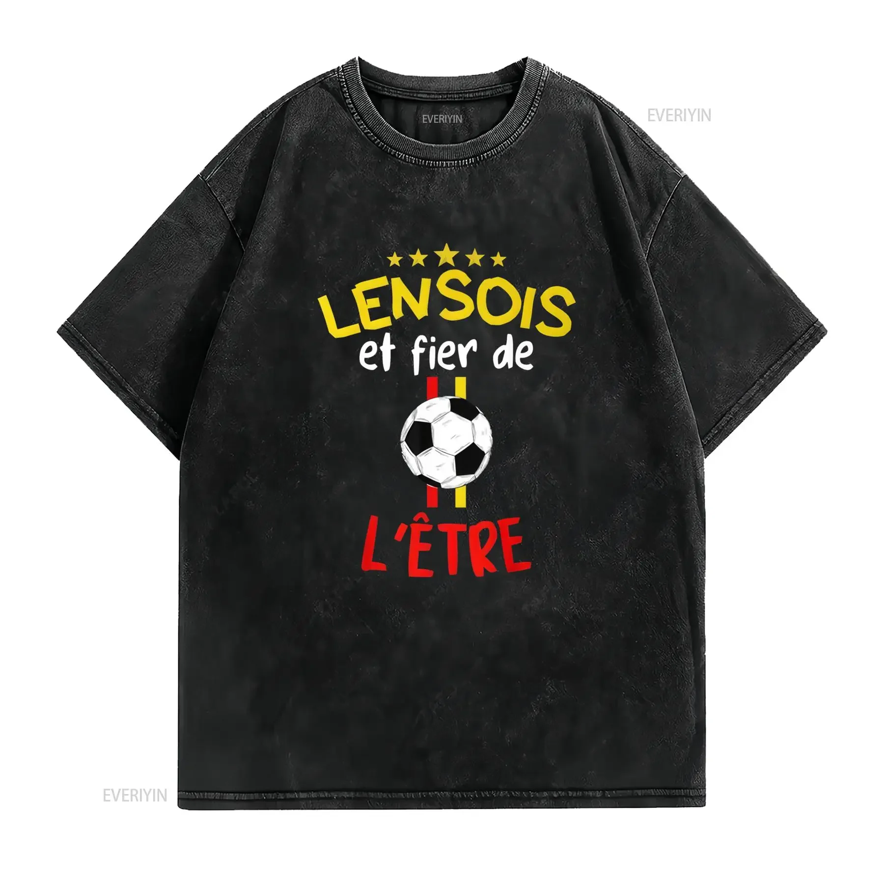 T shirt de supporter du Lens Lensois Col rond décontracté Coupe régulière Tissu légèrement extensible Toutes saisons Motif