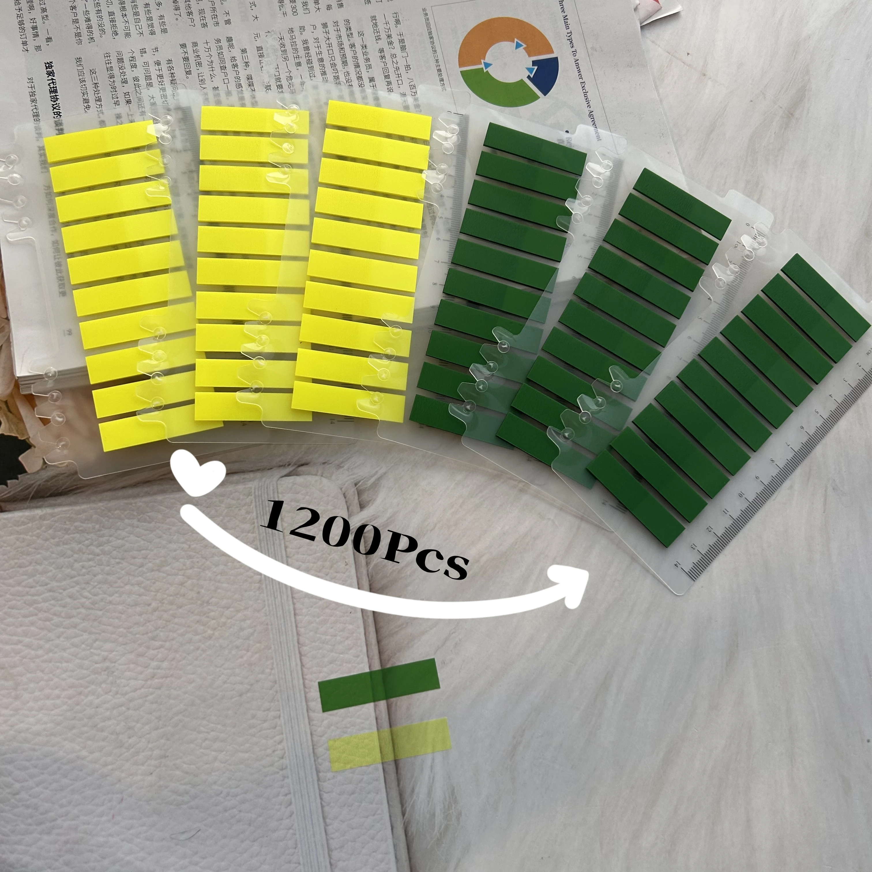 

1200Pcs Transparent Sticky Notes, PET Index Tabs with Ruler for Page Marking & File Classification, Office Supplies