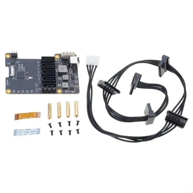 4X7E X1009 บอร์ดขยาย 5 พอร์ตช่วยเพิ่มสำหรับ RPi 5 5B การตั้งค่าหลายพอร์ตอะแดปเตอร์บอร์ดความเร็วสูงสุด 5Gbps