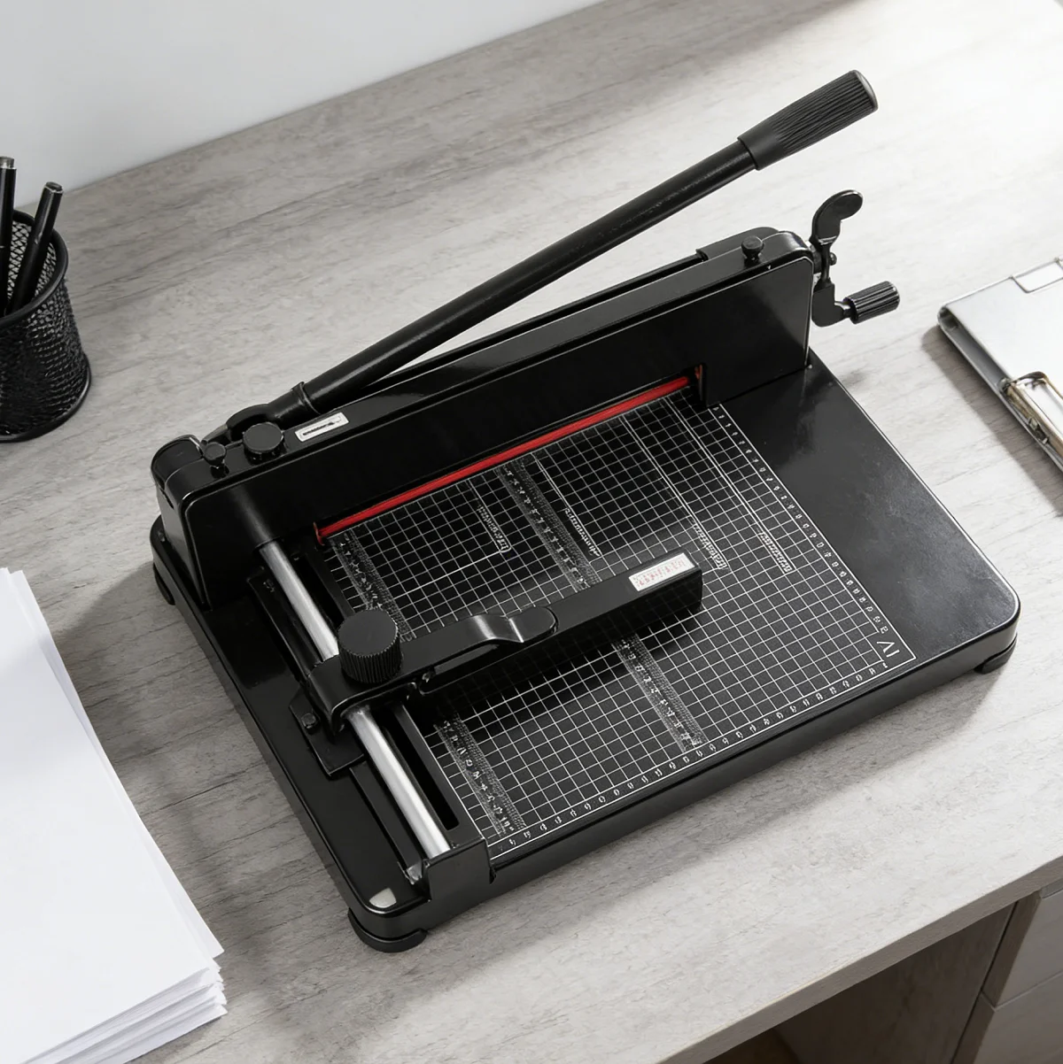 Paper Cutter Steel Base Thick Layer Paper Cutter A3 A4 Black Heavy Duty Paper Cutter Professional Office Commercial Paper Cutter