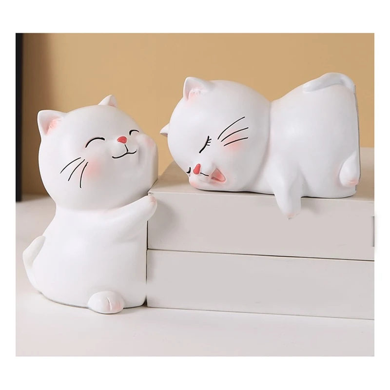 Cute Cats Decorative Bookends, Cute Cats Bookends Book Ends For Shelves,Cute Bookends Unique Book Ends To Hold Books White 2 PCS