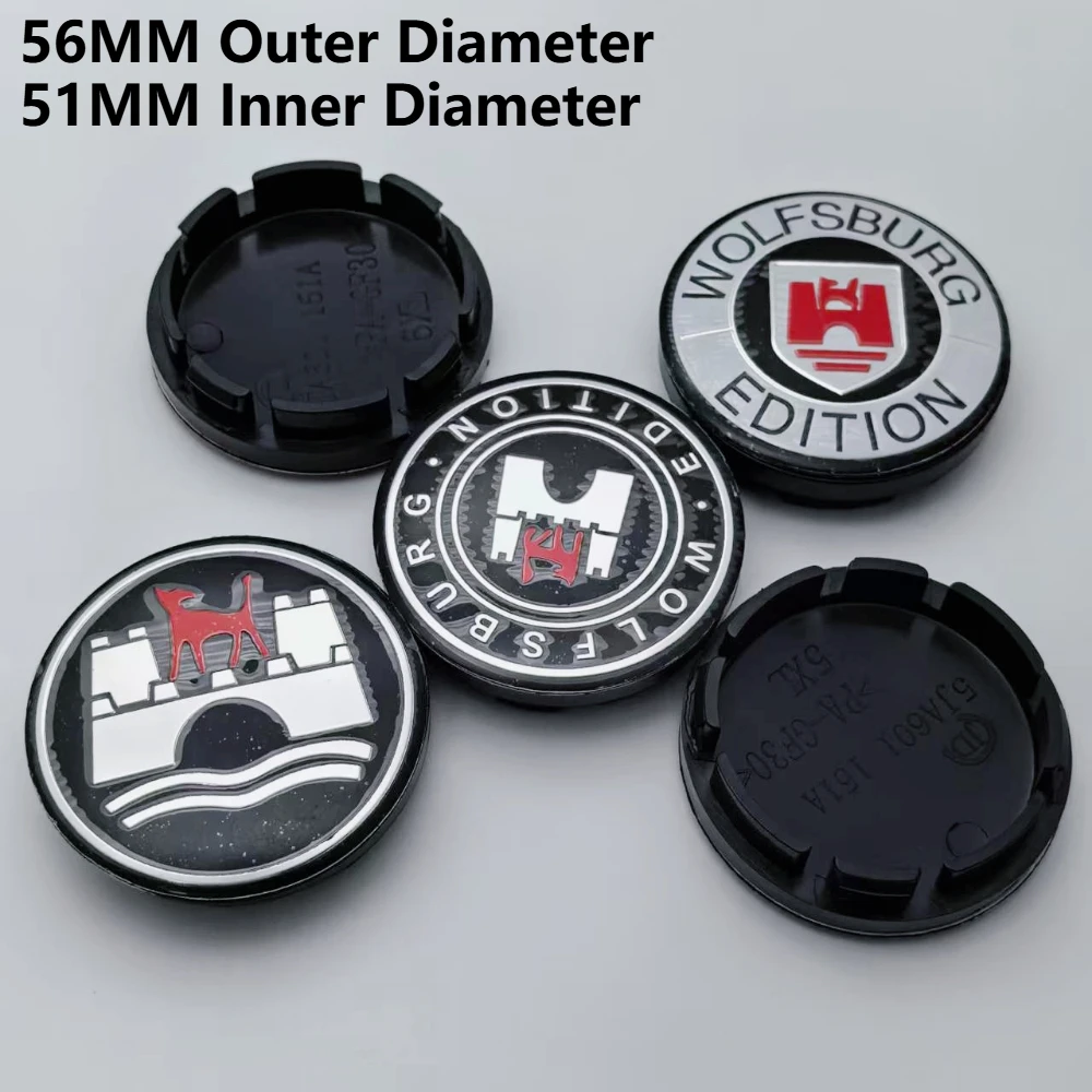 4 قطعة 56 مللي متر (51 مللي متر I.D) Wolfsburg شعار Bagde سيارة عجلة مركز قبعات عجلات محور حافة Hubcaps غطاء استبدال لشركة فولكس فاجن اكسسوارات التصميم #1