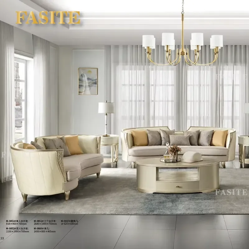 For Living Room American Luxury Style Contemporary Leather Sofa Sets Comfortable Furniture Modern Home Decor