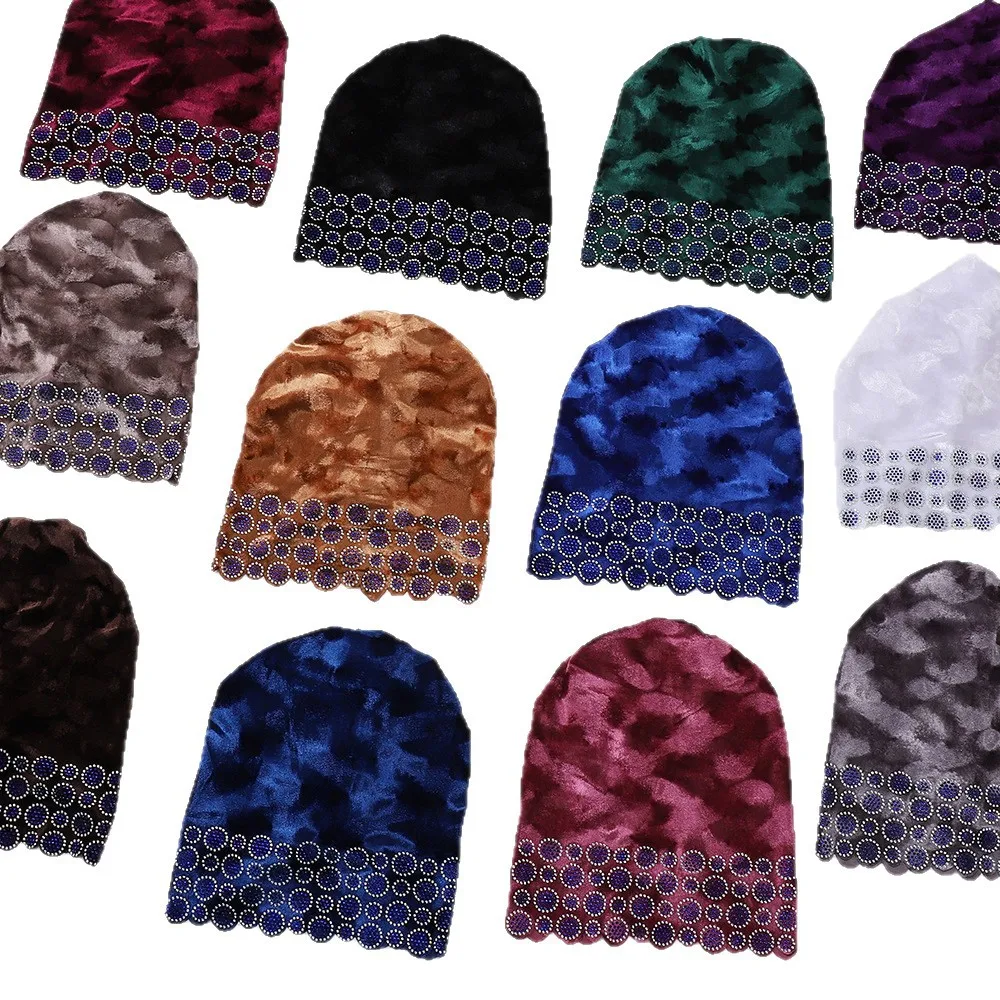 Velvet Turban Rhinestone Underscarf Muslim Inner Hijab Hat Women Hair Loss Headscarf Ninja Cap Head Wrap Bonnet Turbante Mujer