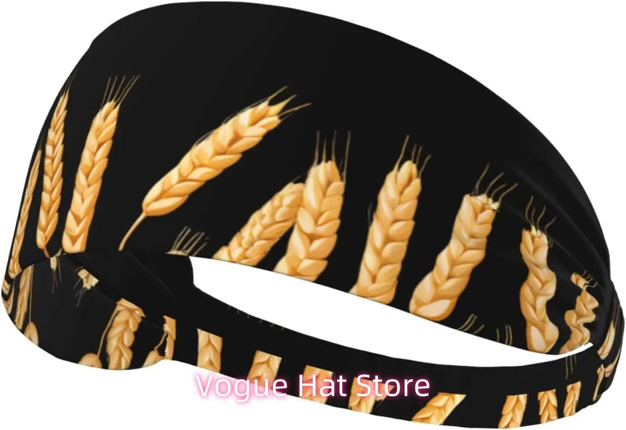

Elastic Exercise Headband - Soft and Breathable Headband for Running, Cycling, Yoga, and More Golden Wheat Ears Pattern