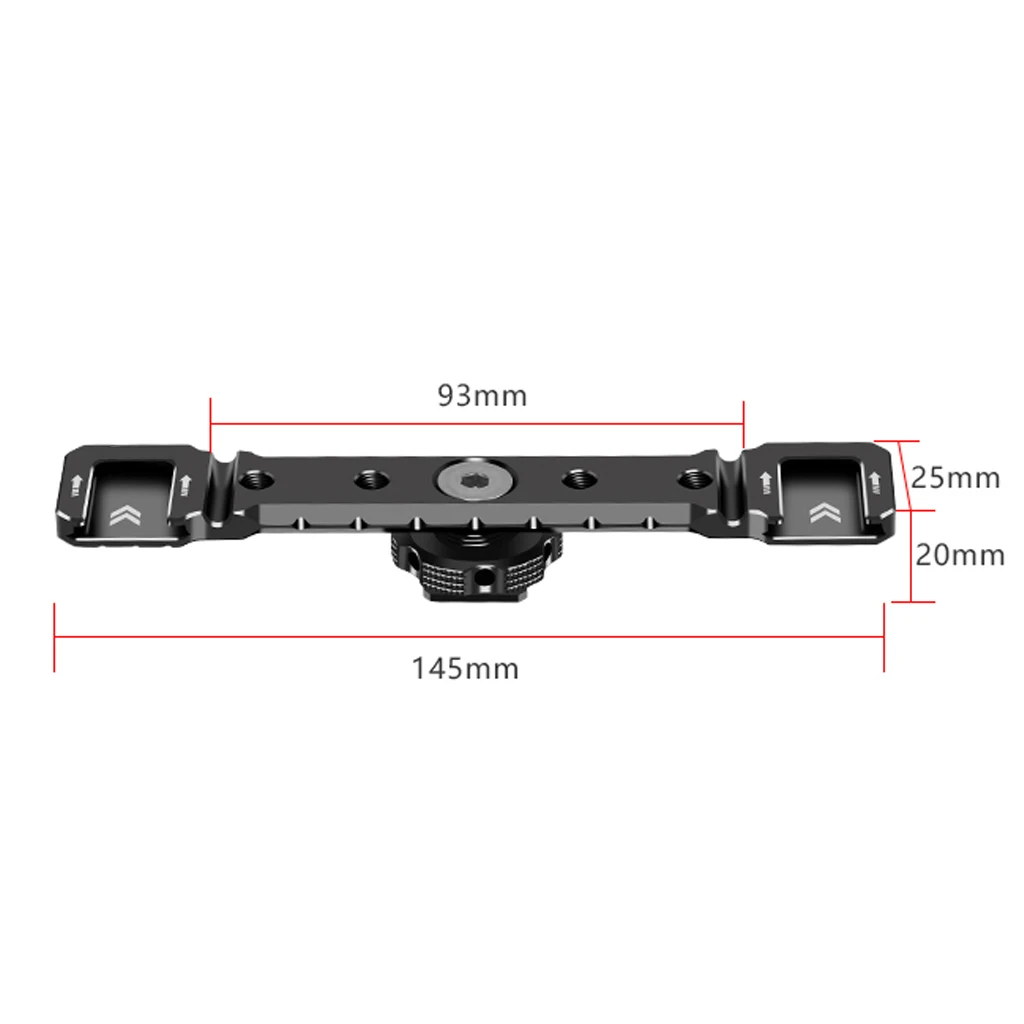 Aluminum Alloy Cold Shoe Mount Bracket Dual Hot Shoe Extension Bar Plate Adapter for Canon Sony Microphone LED Video Light Stand