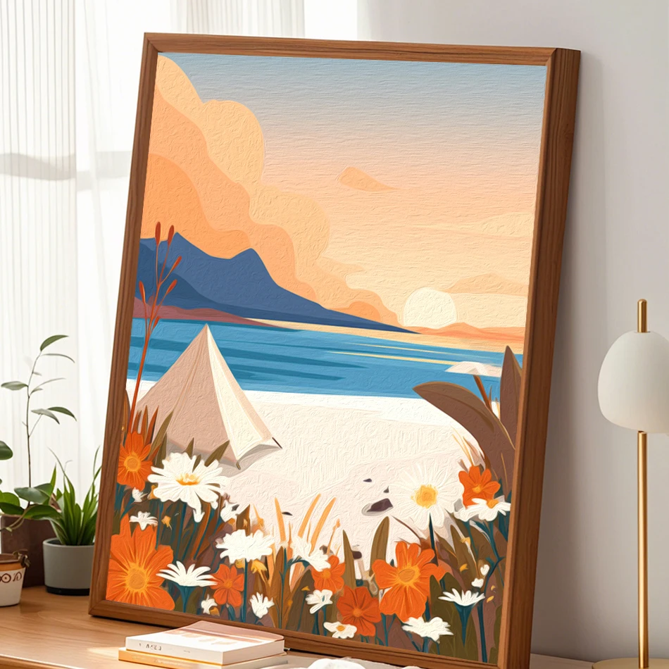 جاتيزتوري الطلاء بالأرقام على قماش الكبار التلوين مشهد تجريدي بسيط لتقوم بها بنفسك طقم الطلاء مؤطرة جدار الفن ديكور الغرفة الحديثة #3