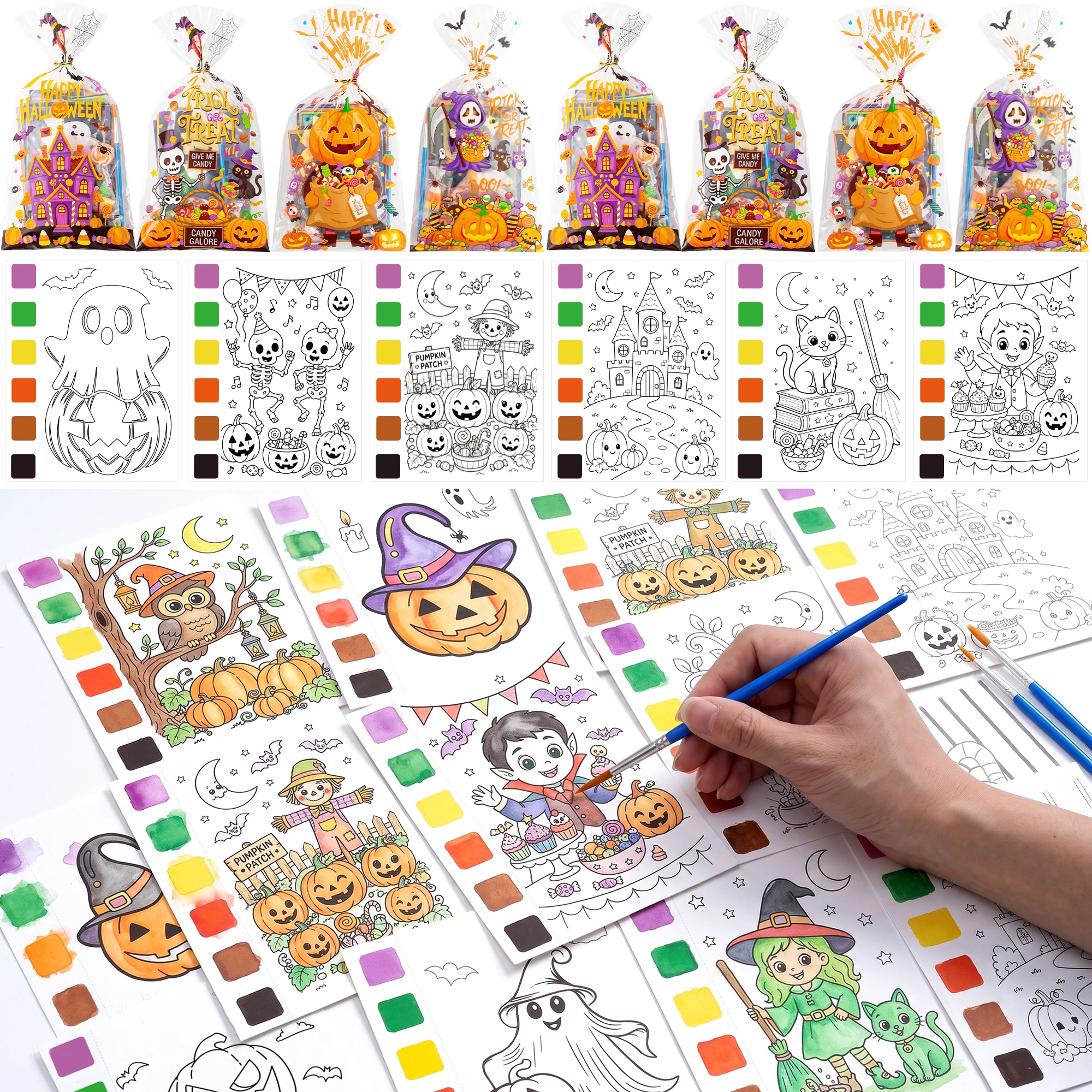 Wedding Water Supply - 240pcs Halloween Watercolor Coloring Books with