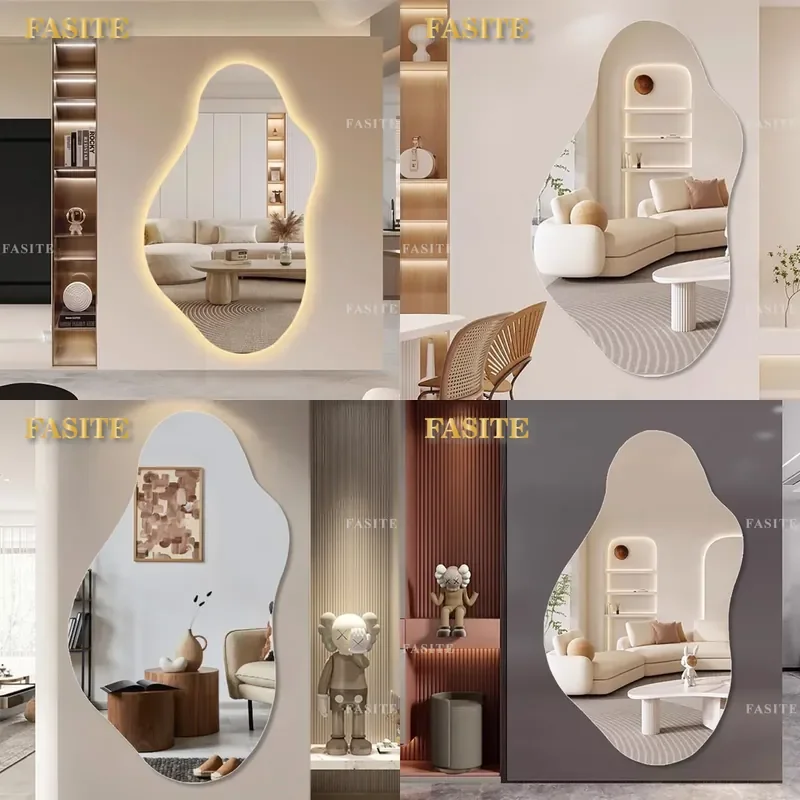 For Frameless Special Shaped Full Length Mirror LED Smart Wall Mounted Hanging Mirror Home Decor Internet Celebrity Style