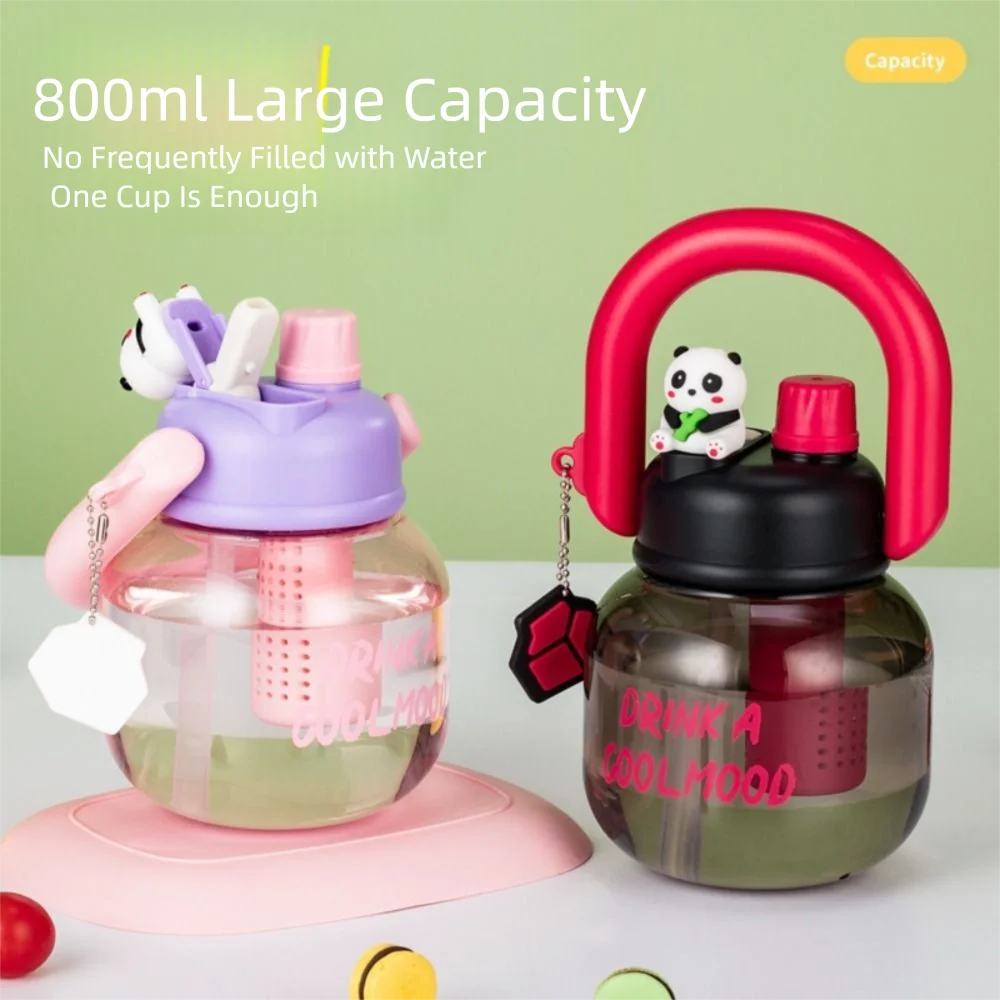

Portable 800ml Plastic Cup Leakproof Large Capacity Sippy Cup Lightweight With Handle Sports Water Bottle Outdoor Sports