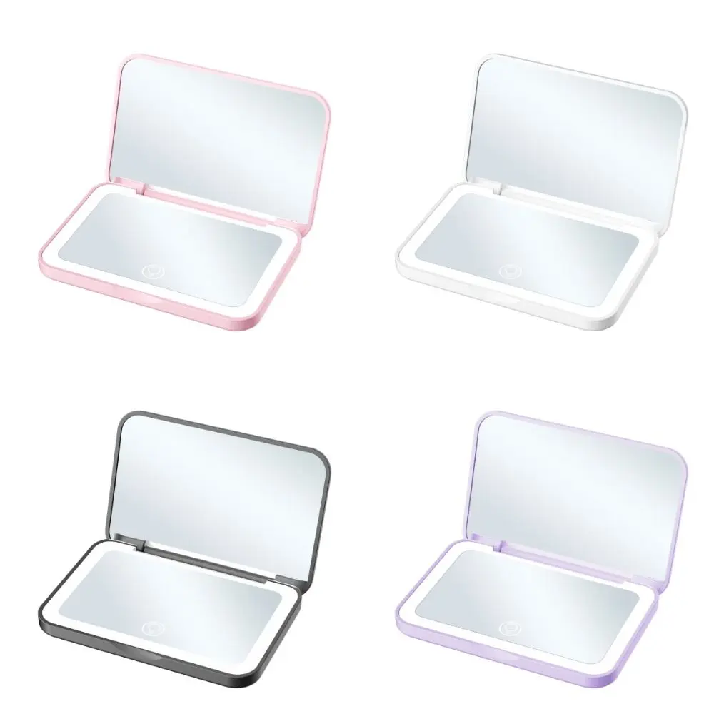 Mini Folding Makeup Mirror Portable Magnifying Aesthetic Vanity Mirrors 3 Color Lighting Dimmable LED Light Desktop Mirror