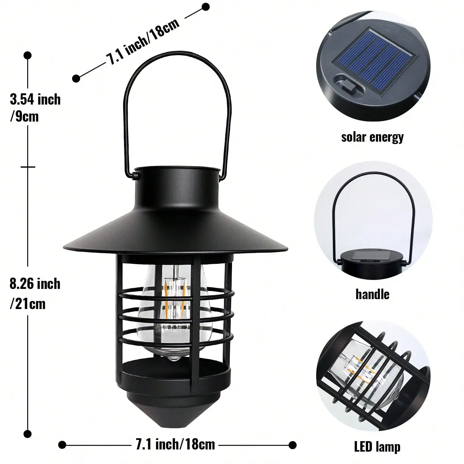 Solar Lantern Waterproof Hanging/Wall-Mounted for Garden Fence Front Porch