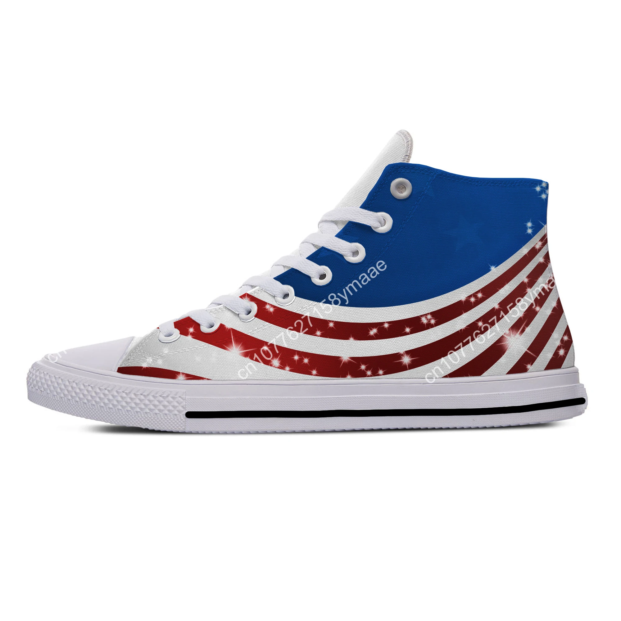 USA American Flag Stars patriotic Fashion cOOL Casual Cloth Shoes High Top Lightweight Breathable 3D Print Men women Sneakers