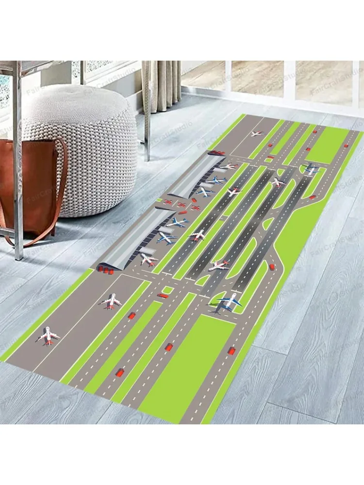 Grüner Rasen Flugzeug Runway Runner Teppich Kinderspiel Klettermatte Wohnzimmer Schlafzimmer Nachttisch Sofa Edge Home Dekoration Matte