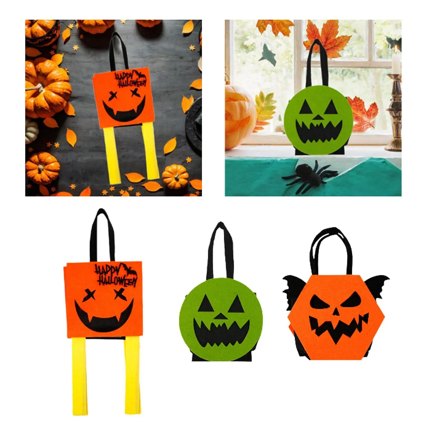 Halloween Candy Bag Halloween Decoration Multipurpose Gift Lightweight Candy Bucket Tote for Entrance Shelf Living Room Home