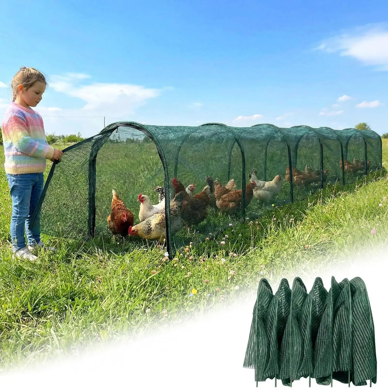 Chicken Tunnels For Yard Foldable Garden Tunnel Enclosure With Frame Chicken Coop For Garden Yard Patio Deck Balcony Farm Grass