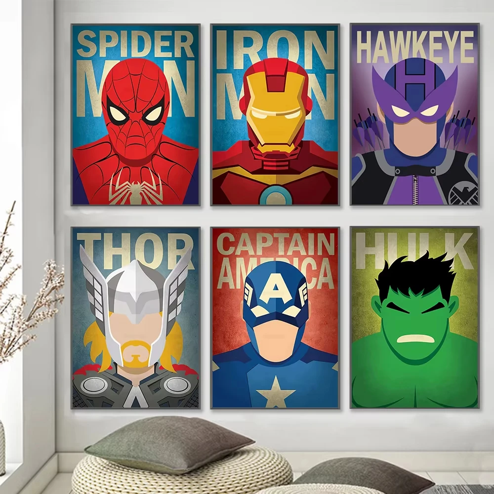 

MINISO фильм Marvel Мстители винтажные холст постеры Человек-паук Железный человек Халк Капитан Америка украшения дома настенные художественные картины