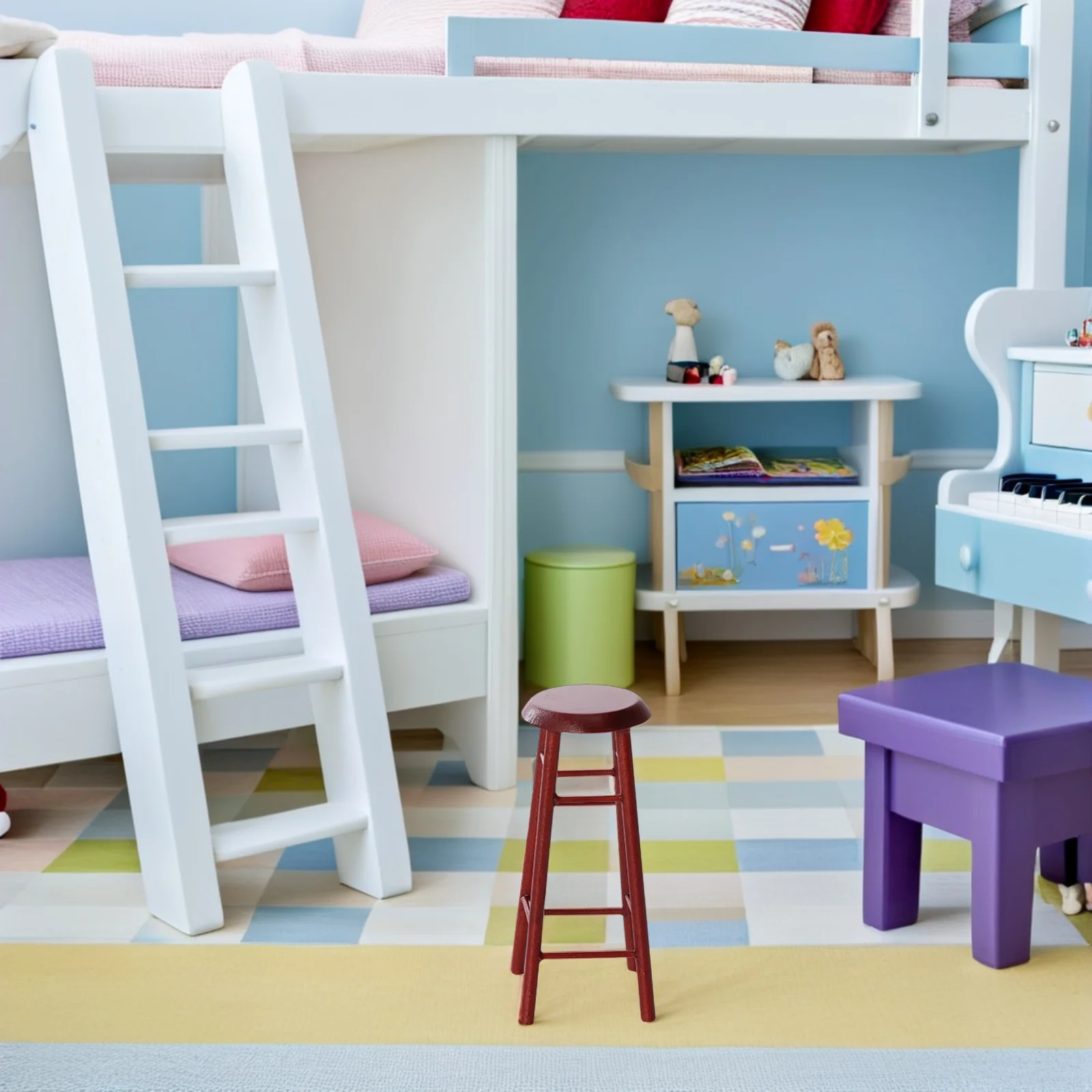 

1 шт. мини-барный стул для декора кукольного домика, креативное маленькое сиденье, деревянная стойка для цветов, украшение для хранения, мастерство, сделай сам, живопись