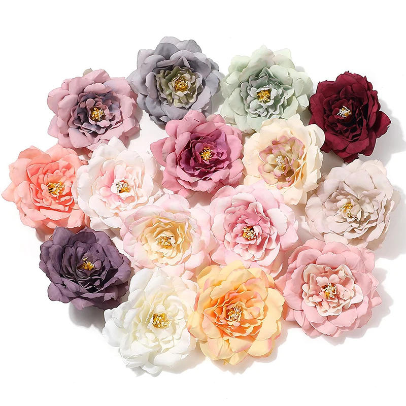 3/5/10Pcs 10cm Rose Artificial Flowers Wedding Decoration for Home Room Decoration DIY Wreath Scrapbooking Craft Fake Flowers