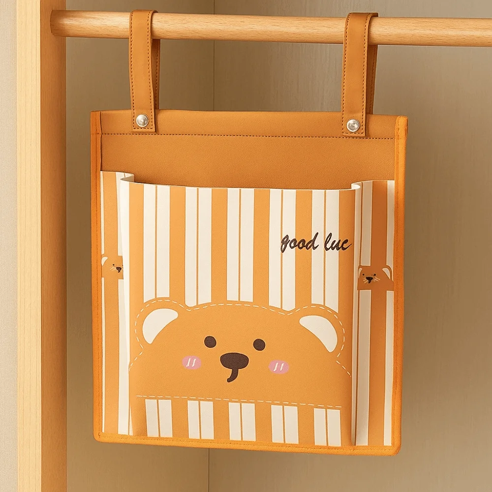 

PU Bedside Hanging Bag Large Capacity Wall Mounted Underwear Storage Bag Space Saving Decorative Bedside Storage Bag for Home
