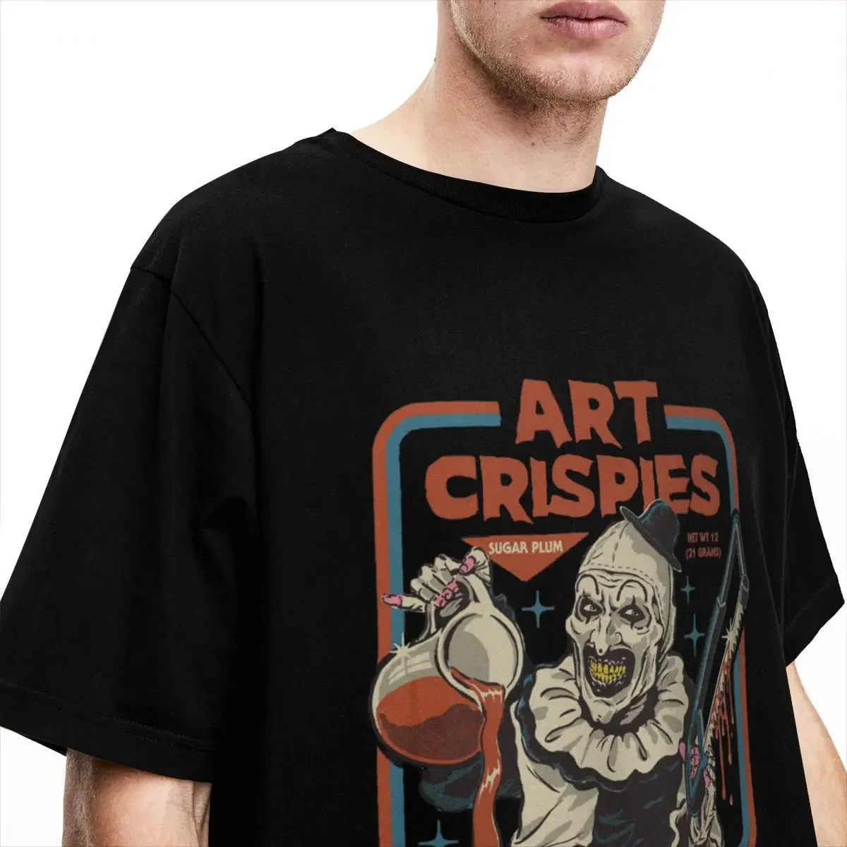 Art Crispies Terrifier Clown Shirt Apparel Men Women\'s Pure Cotton Fashion Retro Horror Tee Shirt Clothes Graphic Printing