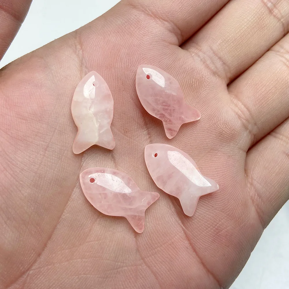 2Pcs Fish Shape Natural Stone Pendants Unakite Aventurine Turquoises Gems Stone Charm for Jewelry Making Necklaces 13x26mm - view 6