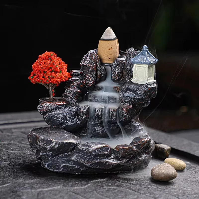 Resin Reflux Incense Burner Tower Sandalwood Decoration Home Indoor Aromatherapy Mosquito Repellent Incense Burner Ornament