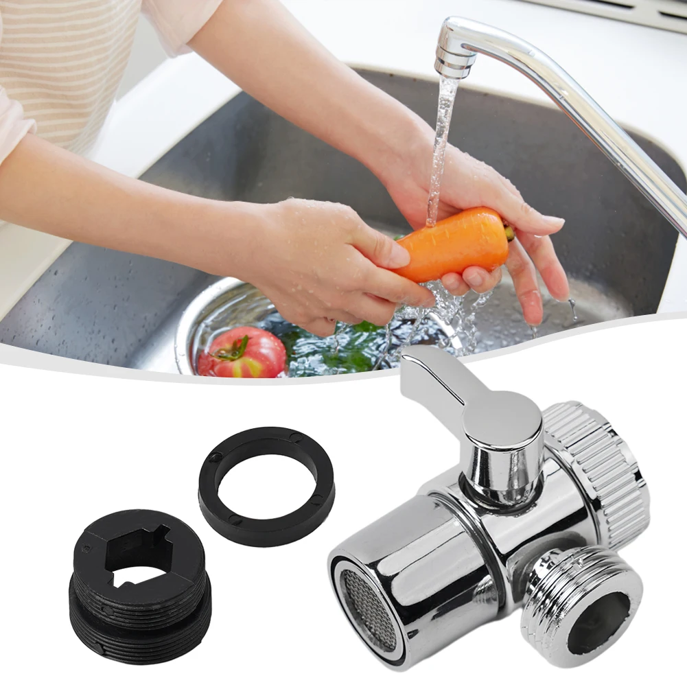 

3 Way Diverter Valve Water Tap Connector Kitchen Faucet Adapter Sink Splitter Faucet Valve Diverter M22 X M24