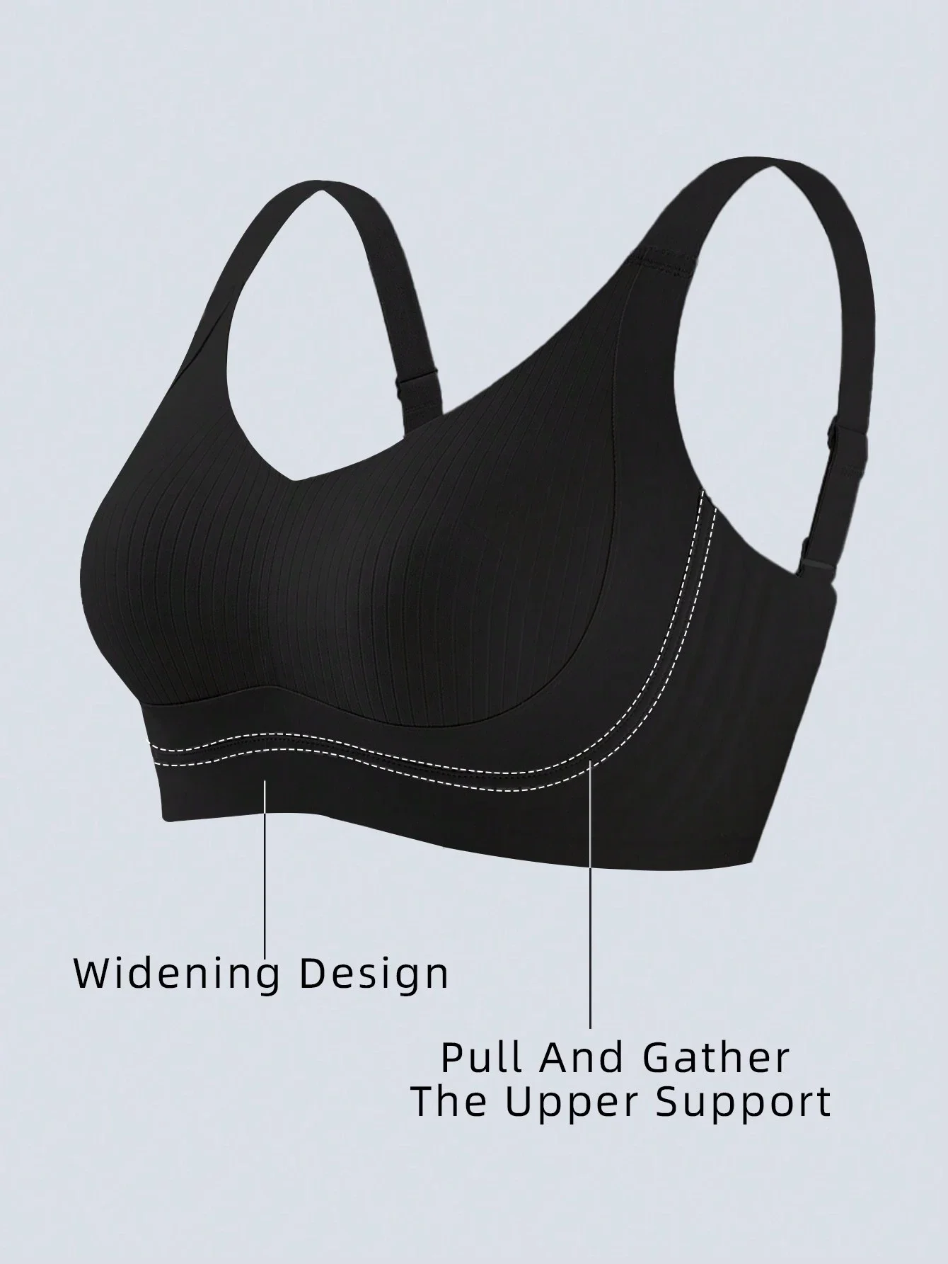 FINETOO M-4XL Women's Seamless Push-Up Bra with Removable Pads Comfortable Wireless Solid Color Adjustable Band Size Bra Top image 5