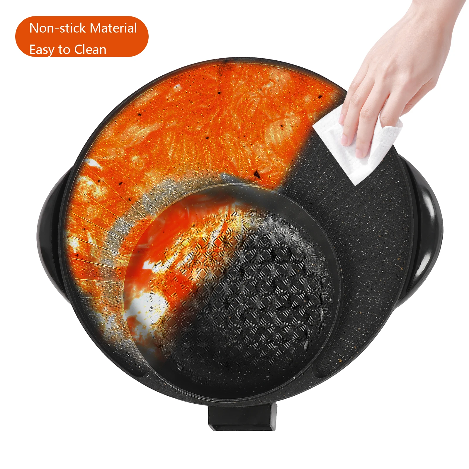 Circular Edition Hotpot Grill Combo Indoor BBQ, Electric Hot Pot with Divider, Portable Smokeless Grill