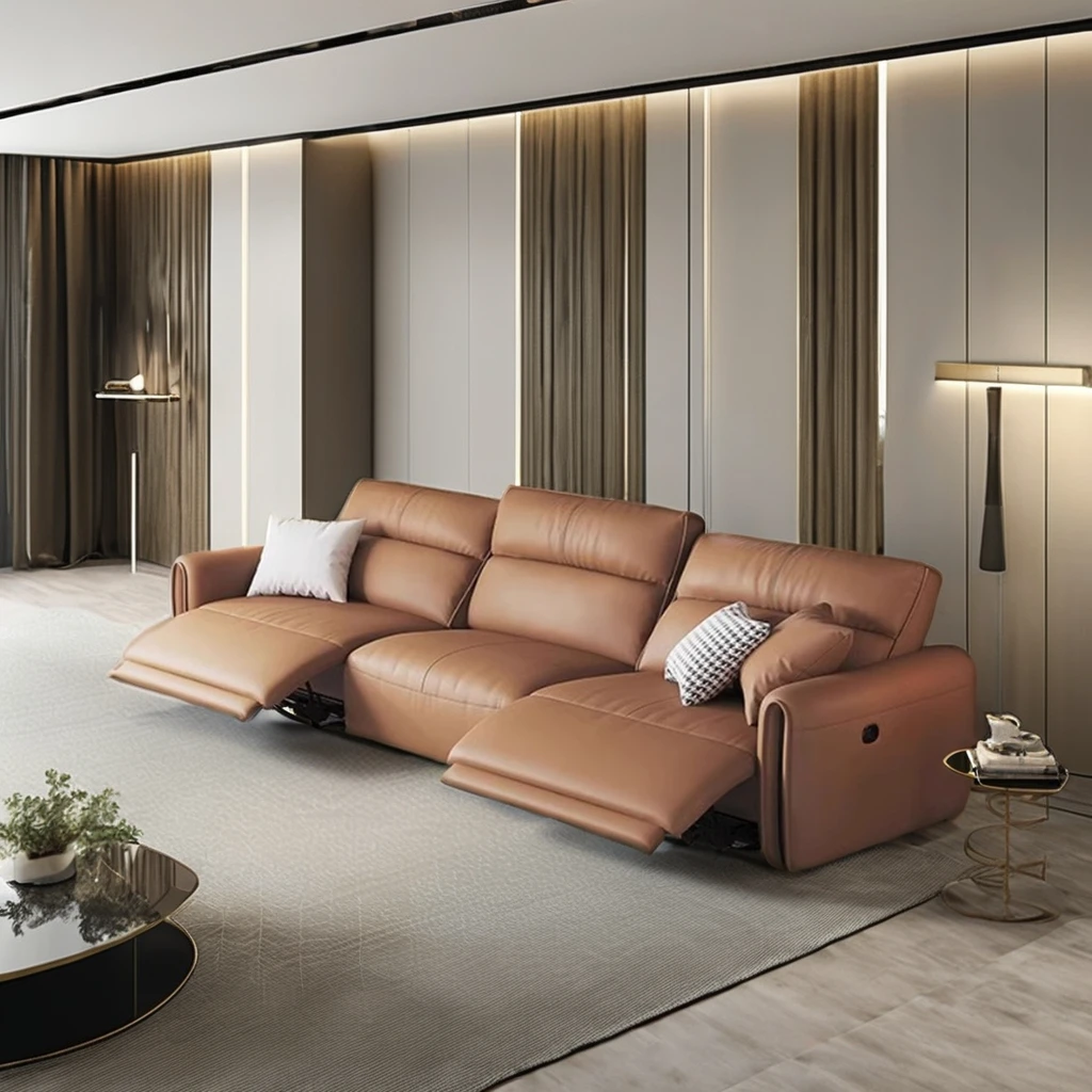 أرائك صالة فاخرة لغرفة المعيشة أريكة كهربائية كرسي مجموعة أرائك جلدية للأثاث المنزلي غرفة المعيشة الحديثة #5
