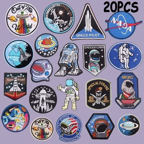 Cartoon Embroidery Patch Set Astronaut Spaceship Alien DIY Clothes Badge Iron on Patches Bags Hats Kids Personalized Accessories