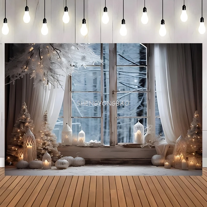 Christmas Day Flower Wreath Indoor Decoration Photography Backdrops Props Winter Wonderful Xmas Eve New Year Background RD-01