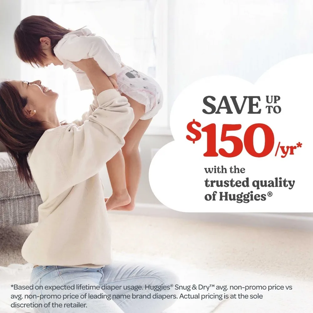 Подгузники Huggies Snug & Dry, размер 5, для детей весом 11-17 кг, 60 штук, непромокаемые, комфортные, одноразовые, для ежедневного ухода за младенцами.