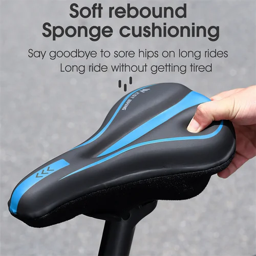 Imagen 2 del producto Funda gruesa y cómoda para sillín de bicicleta, funda de asiento de ciclismo de silicona y GEL de cuero PU, esponja suave a prueba de golpes, cojín para bicicleta de montaña y carretera