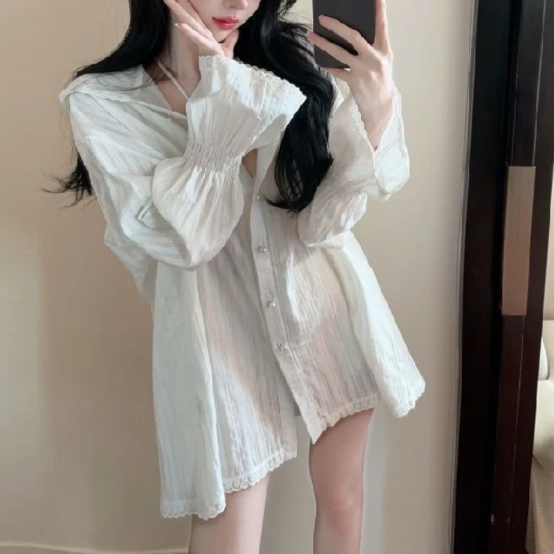 Pure Desire Wind Light Striped Hooded Shirt New Loose and Thin Sunscreen Long-sleeved Shirt Top Women
