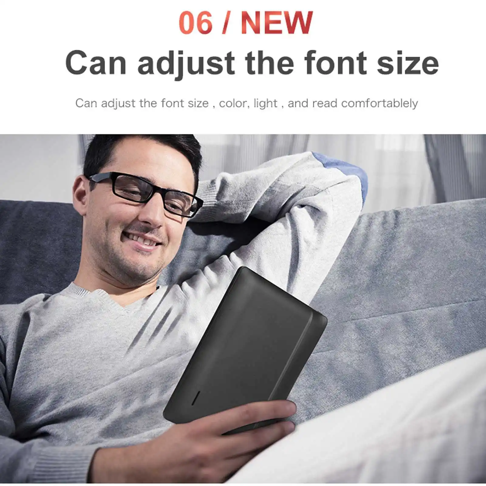 قارئ E 7 بوصة شاشة LCD ملونة 16:9 HD 800x480 380 ميجا هرتز حافظة واقية سوداء قارئ E محمول لقارئ EPUB PDF TXT E