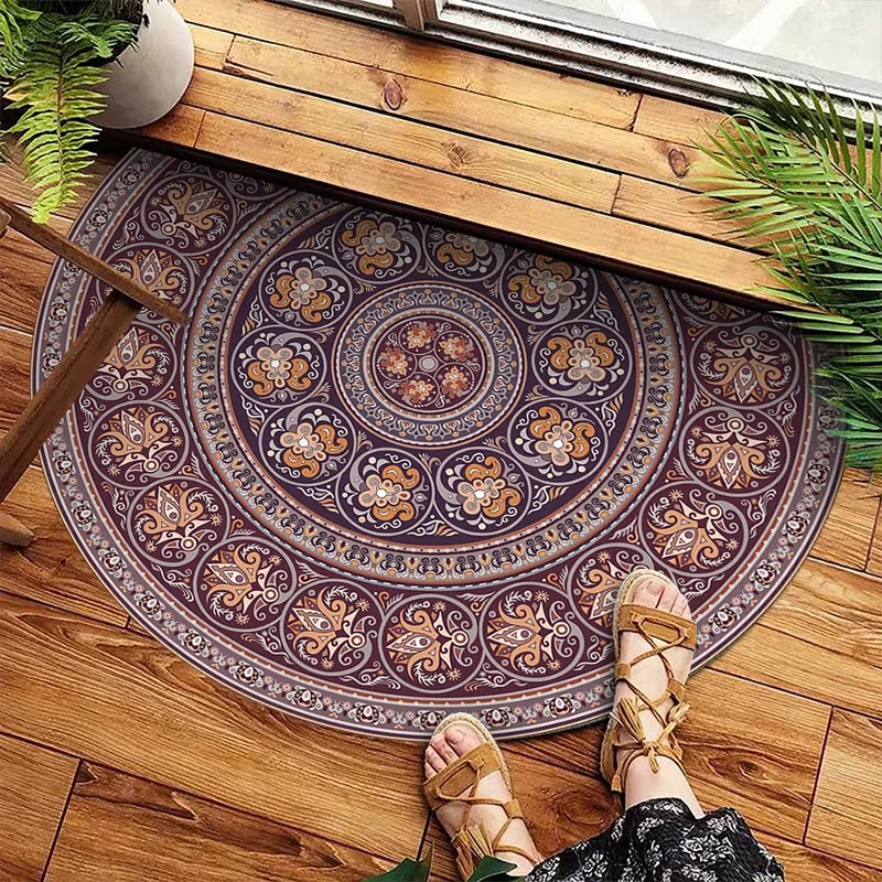 Bohemian Carpet for Living Room Semicircle Area Rugs National Style Decoration Bedroom Rug Non-slip Bathroom Door Mat Washable